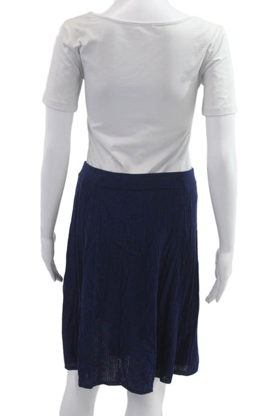 Missoni Women A-Line Skirt Dark Blue Wool Viscose Knee Length Size 44