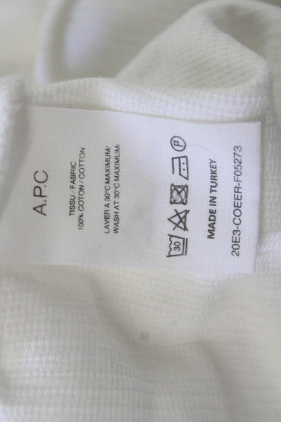 APC Womens Shirt Dress White Striped Cotton Crewneck Short Sleeve Button Size M