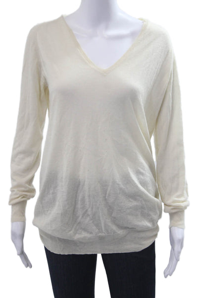 Joseph Unisex 100% Cashmere V Neck Pullover Sweater Beige Size M