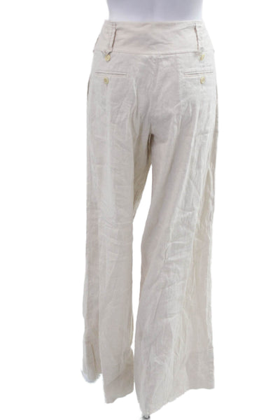 BCBGMAXAZRIA Womens Dress Pants Beige Button 75% Linen 32 Inseam Size 8