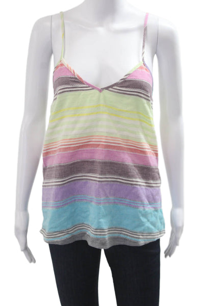 Mara Hoffman Women Camisole Pink Striped V Neck Cotton Size XS