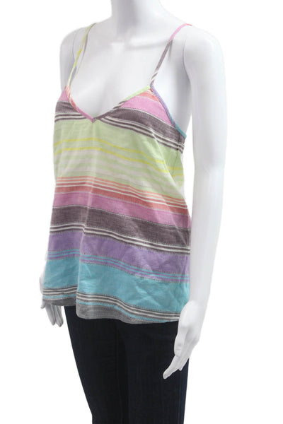 Mara Hoffman Women Camisole Pink Striped V Neck Cotton Size XS