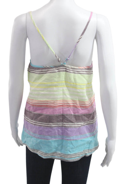 Mara Hoffman Women Camisole Pink Striped V Neck Cotton Size XS