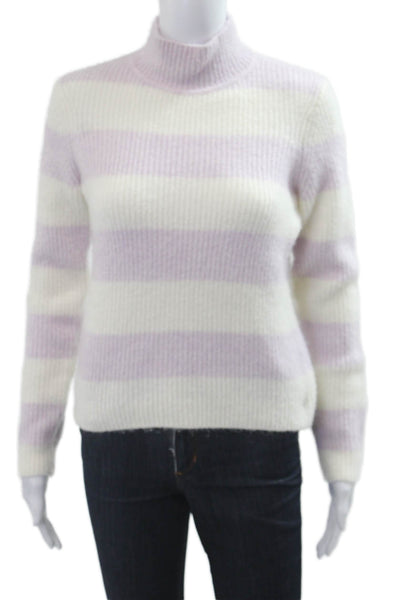 Intermix Unisex Pullover Striped Mock Neck White Long Sleeve Size S
