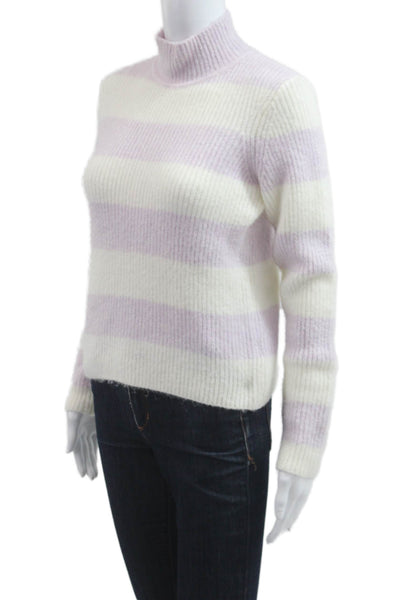 Intermix Unisex Pullover Striped Mock Neck White Long Sleeve Size S