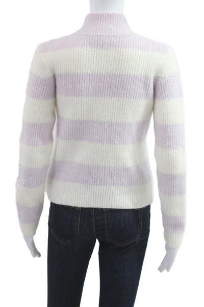 Intermix Unisex Pullover Striped Mock Neck White Long Sleeve Size S