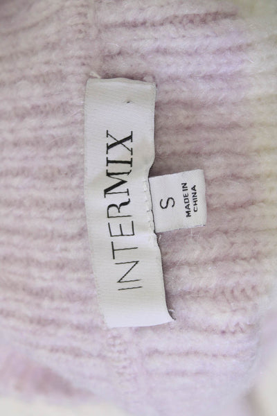 Intermix Unisex Pullover Striped Mock Neck White Long Sleeve Size S