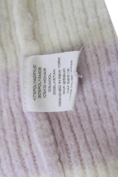 Intermix Unisex Pullover Striped Mock Neck White Long Sleeve Size S