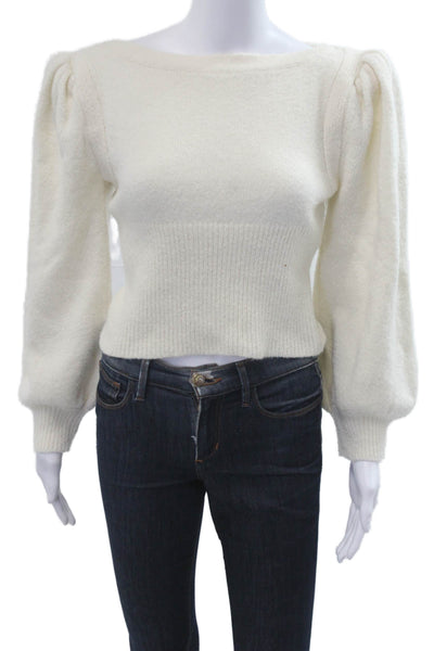 The Westside Unisex White Pullover Baby Alpaca Wool Nylon Sweater Size S