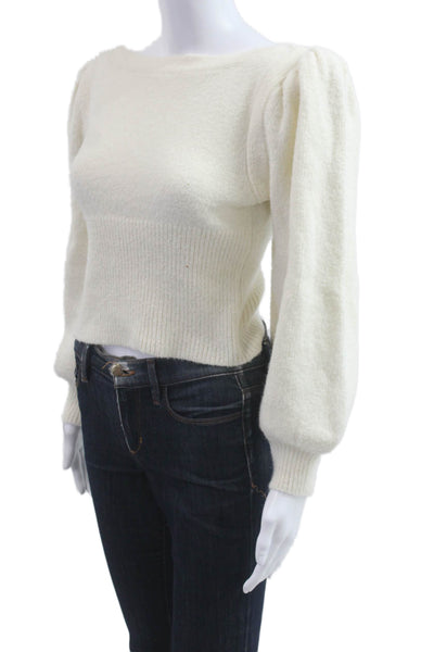 The Westside Unisex White Pullover Baby Alpaca Wool Nylon Sweater Size S