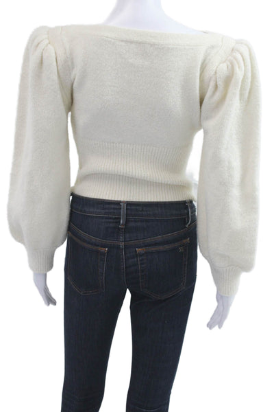 The Westside Unisex White Pullover Baby Alpaca Wool Nylon Sweater Size S