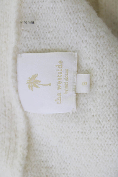 The Westside Unisex White Pullover Baby Alpaca Wool Nylon Sweater Size S