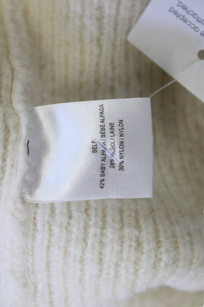 The Westside Unisex White Pullover Baby Alpaca Wool Nylon Sweater Size S