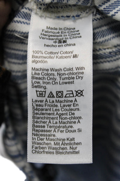 J Crew Unisex Cropped Cargo Striped Blue Cotton Button Pants Size 6