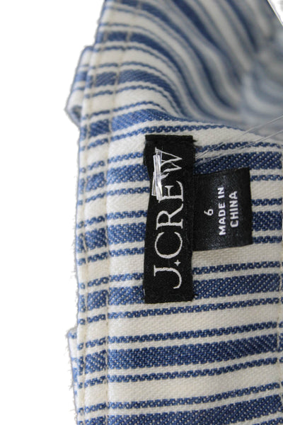 J Crew Unisex Cropped Cargo Striped Blue Cotton Button Pants Size 6