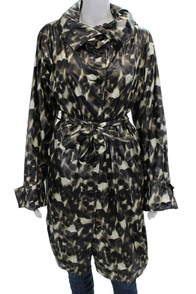 Bitte Kai Rand Womens Black Animal Print Trench Coat Size L
