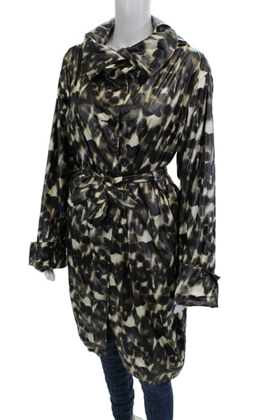 Bitte Kai Rand Womens Black Animal Print Trench Coat Size L