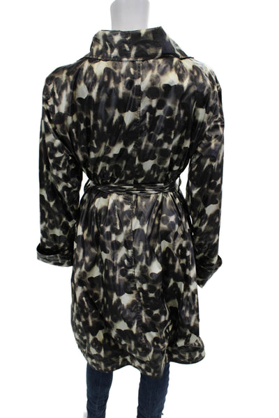 Bitte Kai Rand Womens Black Animal Print Trench Coat Size L