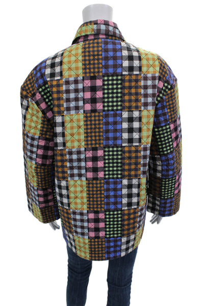 Beck Sondergaard Women Quilted Plaid Cotton Jacket Long Sleeve Size L