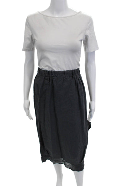 Banana Blue Women Peasant Skirt Dark Gray 100% Linen Solid Size M