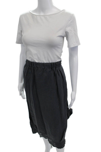 Banana Blue Women Peasant Skirt Dark Gray 100% Linen Solid Size M