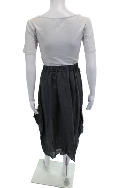 Banana Blue Women Peasant Skirt Dark Gray 100% Linen Solid Size M