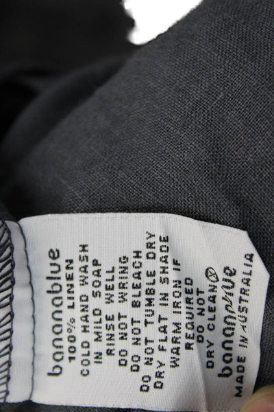 Banana Blue Women Peasant Skirt Dark Gray 100% Linen Solid Size M