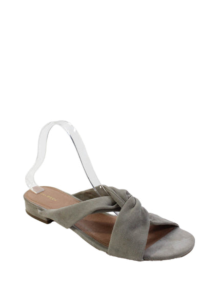 Halogen Womens Suede Cross Strap Slide On Sandals Grey Size 10 Medium