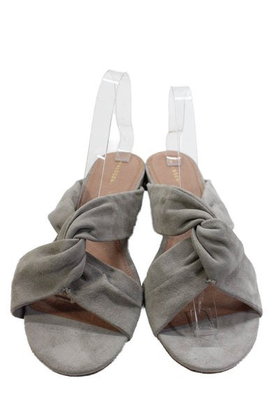 Halogen Womens Suede Cross Strap Slide On Sandals Grey Size 10 Medium