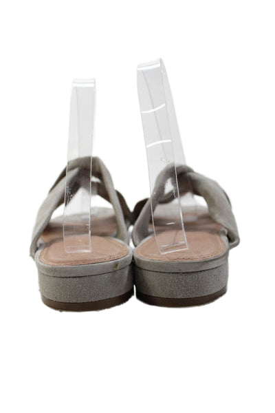 Halogen Womens Suede Cross Strap Slide On Sandals Grey Size 10 Medium