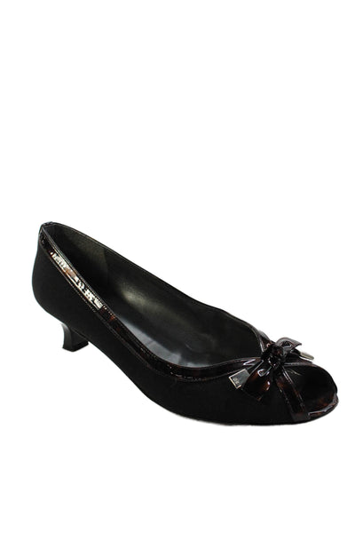 Stuart Weitzman Womens Open Toe Slide On Pumps Black Brown Size 10 Medium