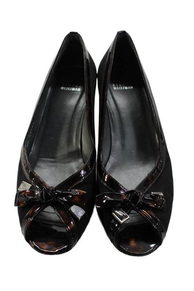 Stuart Weitzman Womens Open Toe Slide On Pumps Black Brown Size 10 Medium
