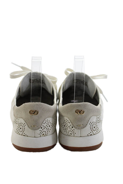 Cole Haan Womens Leather Lasercut Lace Up Low Top Sneakers White Size 10 B