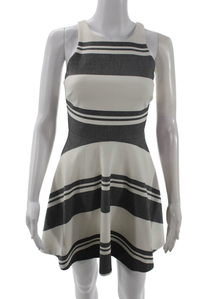 Elizabeth & James Womens Fit & Flare Tank Dress White Striped Sleeveless Size 0