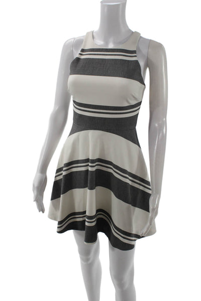 Elizabeth & James Womens Fit & Flare Tank Dress White Striped Sleeveless Size 0