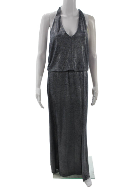 Ella Moss Womens Blouson Maxi Dress Dark Gray V Neck Sleeveless Size XS