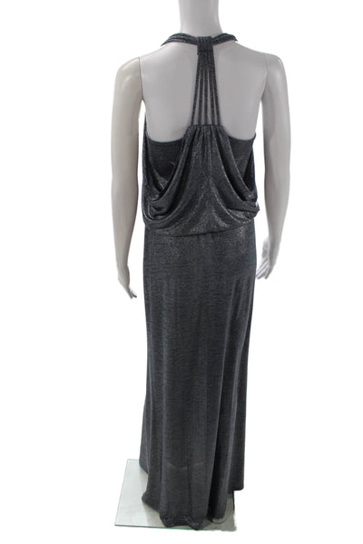 Ella Moss Womens Blouson Maxi Dress Dark Gray V Neck Sleeveless Size XS