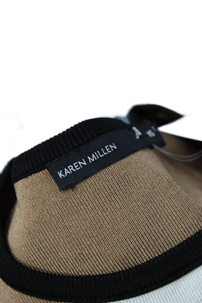 Karen Millen Women Fit & Flare Dress Beige Striped Round Neck Sleeveless Size XS