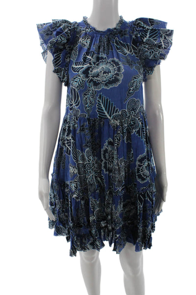Love The Label Womens Trapeze Floral Silk High Neck Short Sleeve Dress Size XS