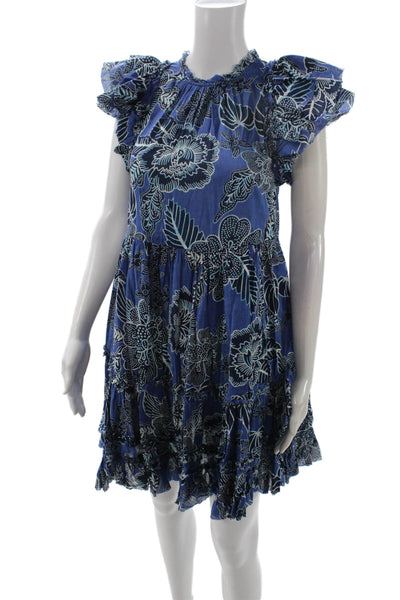 Love The Label Womens Trapeze Floral Silk High Neck Short Sleeve Dress Size XS