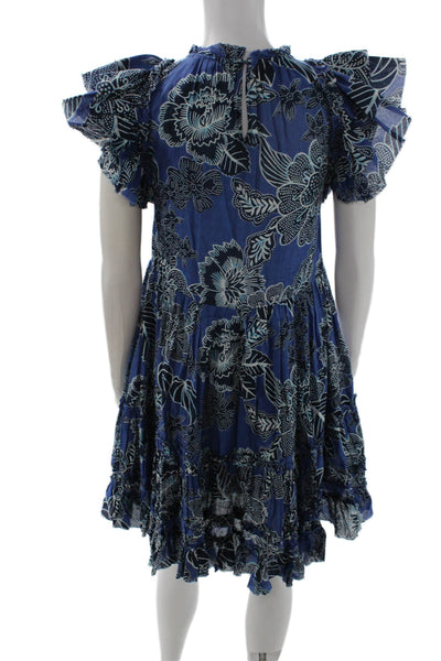 Love The Label Womens Trapeze Floral Silk High Neck Short Sleeve Dress Size XS