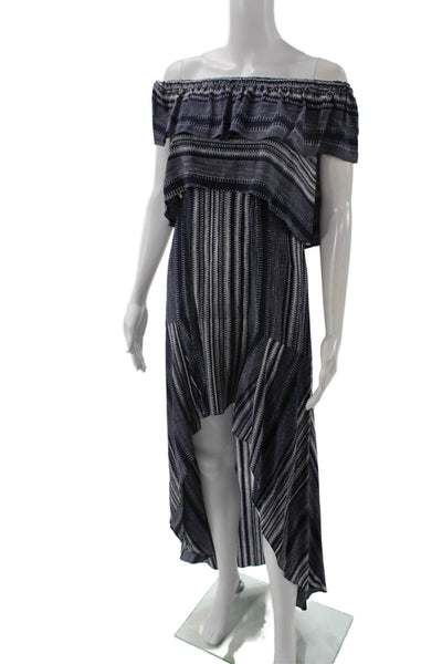 Intermix Womens Maxi Sundress Dark Blue Striped Zip Bohemian Size PP