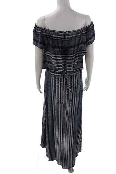 Intermix Womens Maxi Sundress Dark Blue Striped Zip Bohemian Size PP