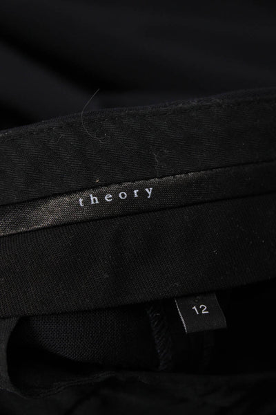 Theory Womens Ankle Dress Pants Black Wool Blend Size 12