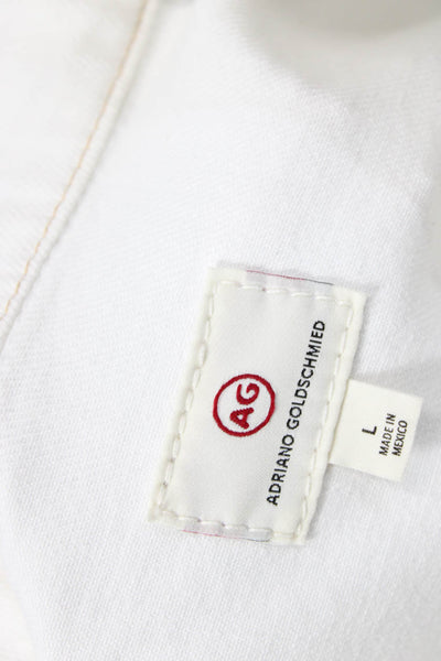 AG Adriano Goldschmied Women White Collared Cotton Jacket Size L