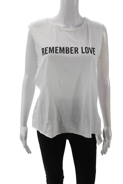 Nili Lotan Women Basic Sleeveless Graphic Cotton Crew Neck T Shirt Love Size L