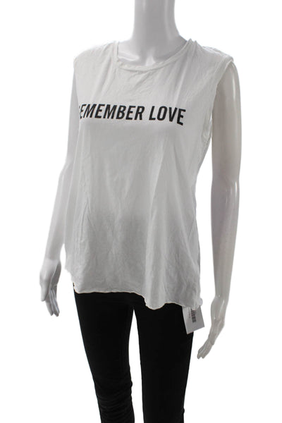 Nili Lotan Women Basic Sleeveless Graphic Cotton Crew Neck T Shirt Love Size L