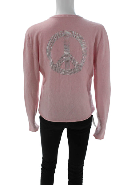 Lucien Pellat-Finet Unisex Pink Cashmere Graphic V-Neck Cardigan Size XL