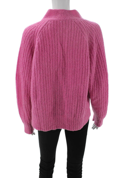 A.L.C. Unisex Cardigan Pink V-Neck Button Alpaca Wool Blend Size S