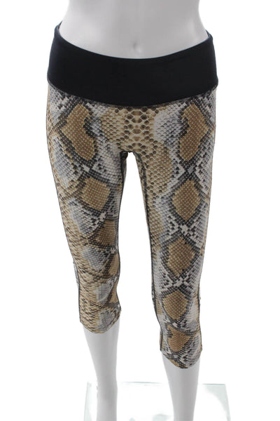 Prism Sport Womens Capri Leggings Beige Snake Print Size XS